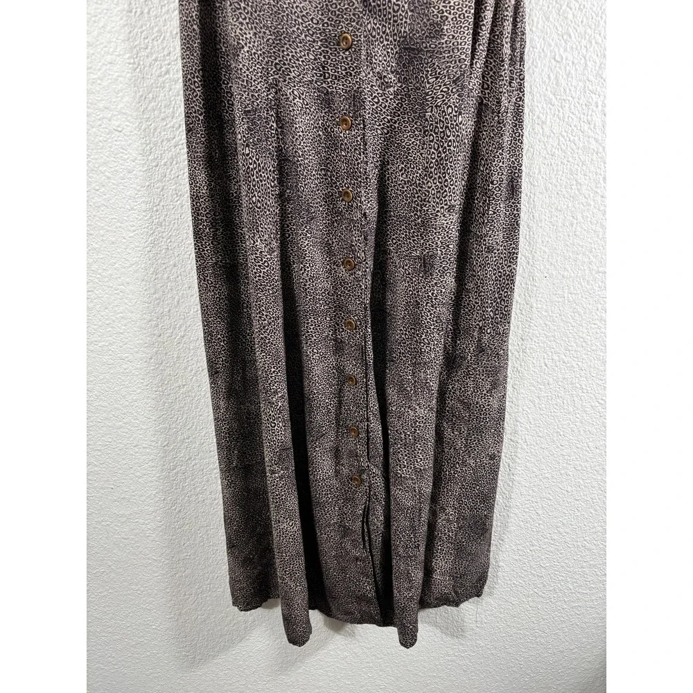 Vintage Lucia Lufkin Broomskirts Dress‎ Womens Medium Brown Leopard Maxi 90s Y2K